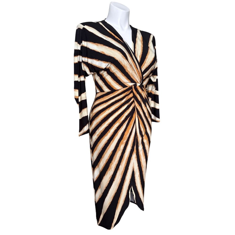 White House Black Market NWT $160 Women's Sunburst Front Twist Midi Dress, LP - Picture 7 of 14